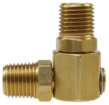 LM0404SS by Coilhose | Hose Fitting | 1/4" Male NPT Thread x 1/4" Male NPT Swivel | 90° Elbow | Brass