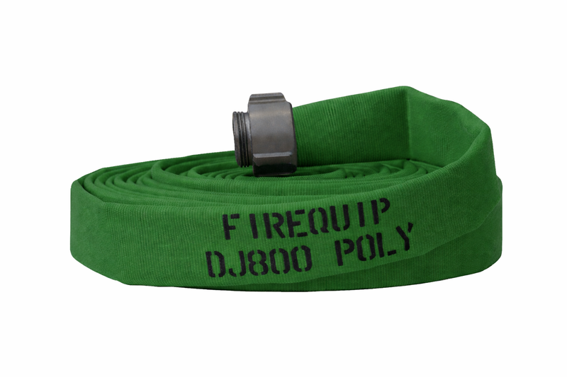 DJ10x100G10N by Snap-Tite | DJ800 Series | Double Jacket Polyester Fire Hose Assembly with EPDM Liner | 1" Hose I.D. | 1" Male NH x 1" Female NH Couplings | 400 PSI | Green | 100ft Length