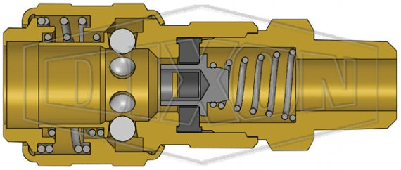 3DBM3-B by Dixon Valve | Pneumatic Quick Disconnect Coupling | D-Series | 3/8" Male BSPT x 3/8" Automatic Industrial Interchange | Socket | Nitrile Seal | Brass