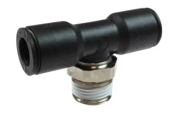 CL31080404 by Coilhose | COILOCK™ Metric Push-To-Connect Fitting | 4mm Tube OD x 1/4" Male BSPT Swivel | Tee | Plastic