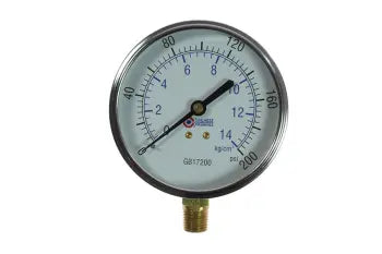 GB17200 by Coilhose | Pressure Gauge | 3-1/2" Chrome Dial Gauge | 1/4" Bottom Mount | 0-200 PSI