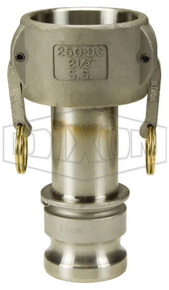 2520-DA-SS by Dixon Valve | Cam & Groove Reducer (Jump Size) Coupling | Type DA | 2-1/2" Coupler x 2" Adapter | 316 Stainless Steel