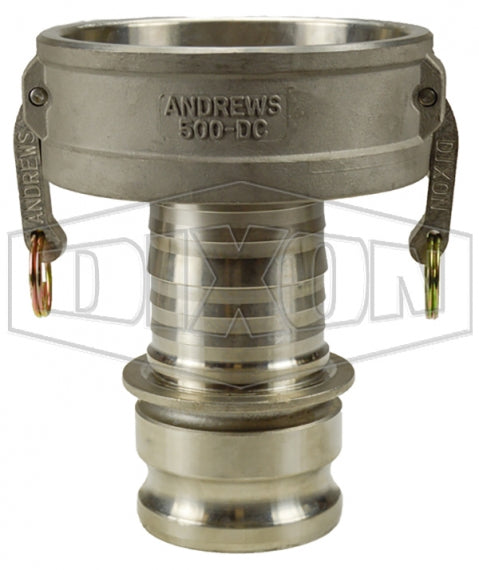 5040-DA-SS by Dixon Valve | Cam & Groove Reducer (Jump Size) Coupling | Type DA | 5" Coupler x 4" Adapter | 316 Stainless Steel