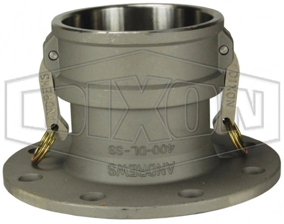 400-DL-SS by Dixon Valve | Cam & Groove Flange Adapter | 4" Coupler x 150# Flange | 7/16" Flange Thickness | 316 Stainless Steel