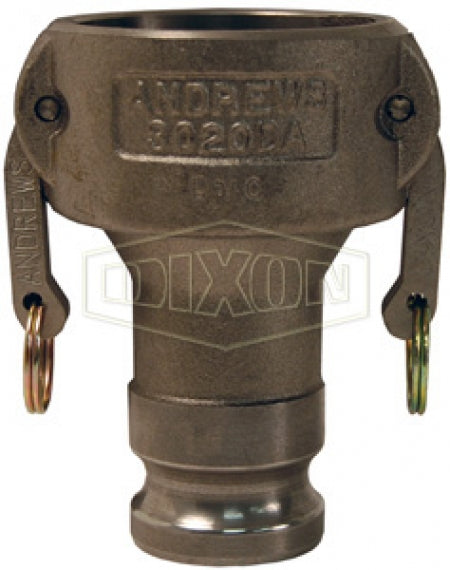 6040-DA-MI by Dixon Valve | Cam & Groove Reducer (Jump Size) Coupling | Type DA | 6" Coupler x 4" Adapter | Unplated Malleable Iron