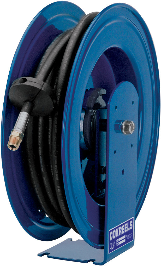 E-HP-150 by Coxreels | E Series | 5,000 PSI Spring Driven Hose Reel for Grease | 1/4" Hose ID, 1/4" FNPT Inlet x 1/4" MNPT Hose End | Steel | 50ft Rubber Hose Included