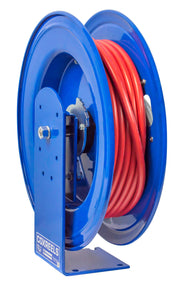E-LP-350 by Coxreels | E Series | 300 PSI Spring Driven Hose Reel for Air & Water | 3/8" Hose ID, 3/8" FNPT Inlet x 3/8" MNPT Hose End | Steel | 50ft PVC Hose Included