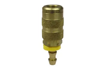 16X6L by Coilhose | CoilFlow™ Six Ball Automatic Interchange Coupler | Manual | 1/4" Body Size | 3/8" Lock-on Hose Barb | Straight | Brass (Type 16)