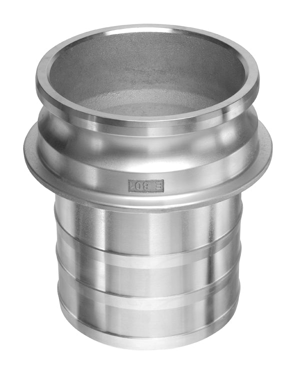 AL-E1000 by Kuriyama | AL-E Series | Part E | Cam & Groove Fitting | 10" Adapter x 10" Hose Barb | Aluminum