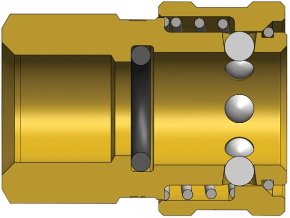 10EF10-B by Dixon Valve | Hydraulic Quick Disconnect Coupling | E-Series | 1-1/4" Female NPTF x 1-1/4" Straight-Through Interchange | Socket | Nitrile Seal | Brass