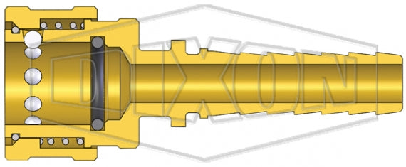 4ES4-B by Dixon Valve | Hydraulic Quick Disconnect Coupling | E-Series | Hose Barb | 1/2" Hose ID x 1/2" Straight-Through Interchange | Socket | Nitrile Seal | Brass