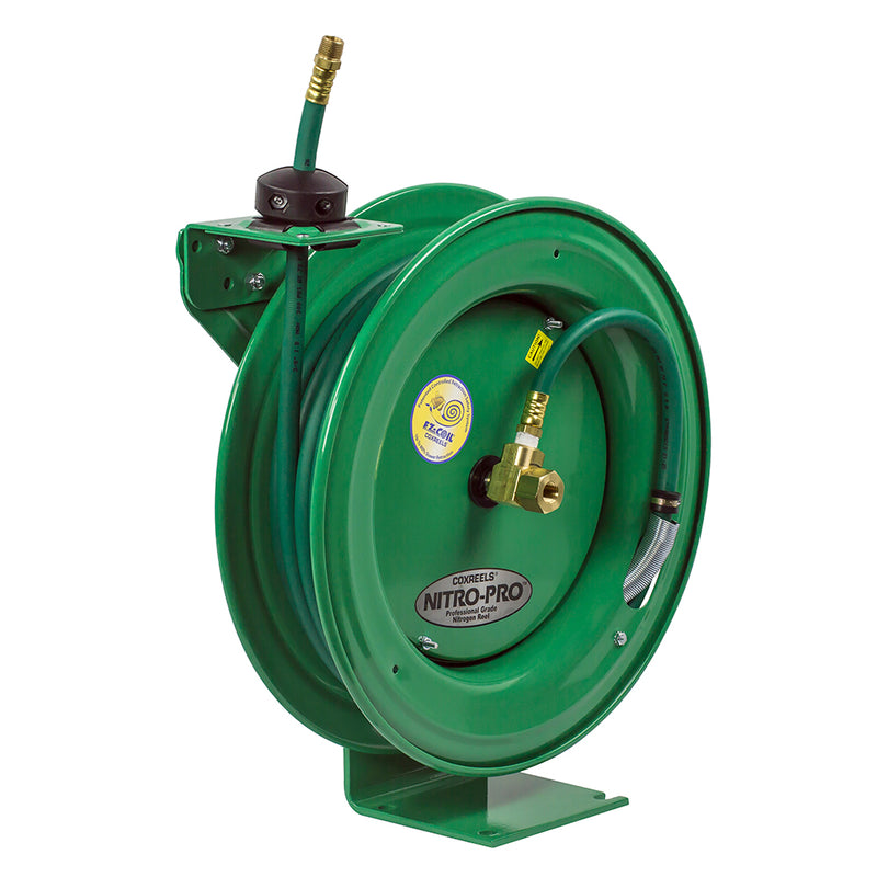 EZ-P-NPL-350 by Coxreels | EZ-Nitro-Pro Series | 300 PSI EZ-Coil Safety Spring Driven Hose Reel for Nitrogen | 3/8" Hose ID, 3/8" FNPT Inlet | Steel | 50ft Capacity, Hose Not Included