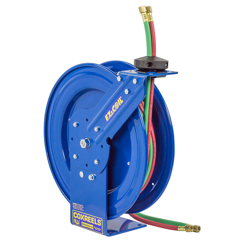 EZ-P-WL-125 by Coxreels | EZ-P-W Series | 200 PSI Dual Hose EZ-Coil Safety Spring Driven Hose Reel for Oxy-Acetylene Welding | 1/4" Hose ID, 1/4" FNPT Inlet | Steel | 25ft Capacity, Hose Not Included