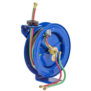 EZ-P-WTL-125 by Coxreels | EZ-P-W Series | 200 PSI Dual Hose EZ-Coil Safety Spring Driven Hose Reel for Oxy-Fuel Welding (T-Grade) | 1/4" Hose ID, 1/4" FNPT Inlet | Steel | 25ft Capacity, Hose Not Included