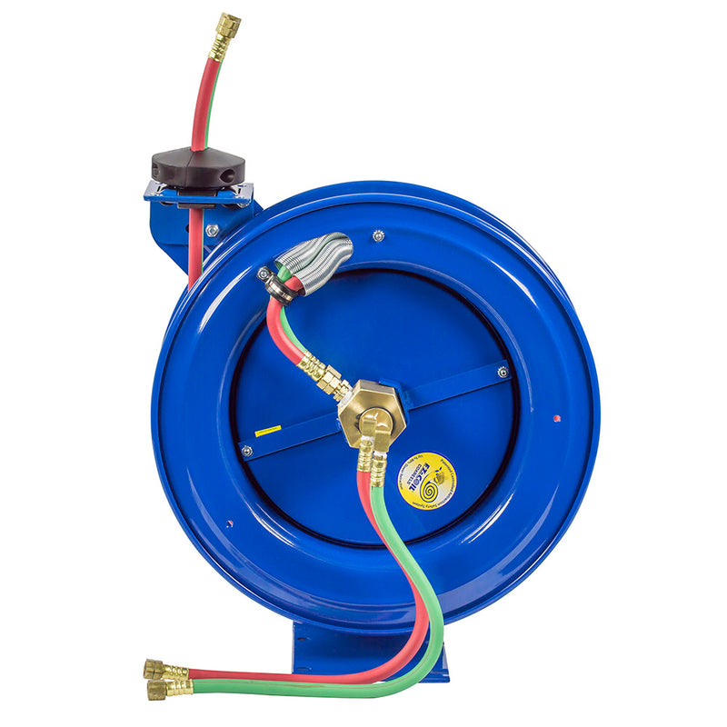 EZ-P-WL-125 by Coxreels | EZ-P-W Series | 200 PSI Dual Hose EZ-Coil Safety Spring Driven Hose Reel for Oxy-Acetylene Welding | 1/4" Hose ID, 1/4" FNPT Inlet | Steel | 25ft Capacity, Hose Not Included
