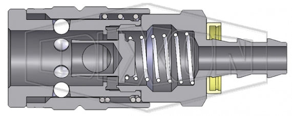 4FB4 by Dixon Valve | Pneumatic Quick Disconnect Coupling | F-Series / J-Series | Push-Loc Hose Barb | 1/2" Hose ID x 1/2" Manual Industrial Interchange | Nitrile Seal | Socket | Steel