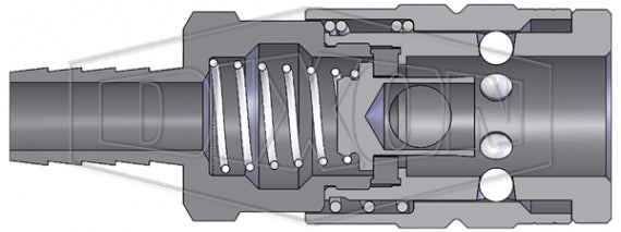 2FS2-S by Dixon Valve | Pneumatic Quick Disconnect Coupling | F-Series | Hose Barb | 1/4" Hose Barb x 1/4" Manual Industrial Interchange | Socket | Nitrile Seal | 303 Stainless Steel