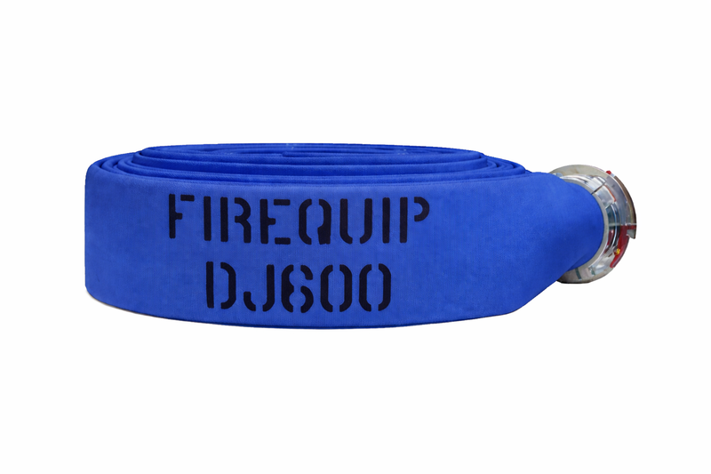 DJ40x100B40S by Snap-Tite | DJ600 Series | Double Jacket Polyester Fire Hose Assembly with EPDM Liner | 4" Hose I.D. with 4" Storzs | 300 PSI | Blue | 100ft Length