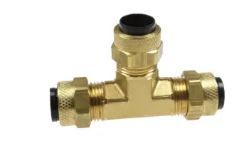 P16406 by Coilhose | Poly-Tube Fitting | Union | 3/8" Tube OD | Tee | Brass