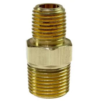 H0202 by Coilhose | Pipe Fitting | Hex Nipple | 1/8" Male NPT Thread | Brass