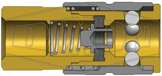 2FBF2-B by Dixon Valve | Pneumatic Quick Disconnect Coupling | F-Series | 1/4" Female BSPP x 1/4" Manual Industrial Interchange | Socket | Nitrile Seal | Brass