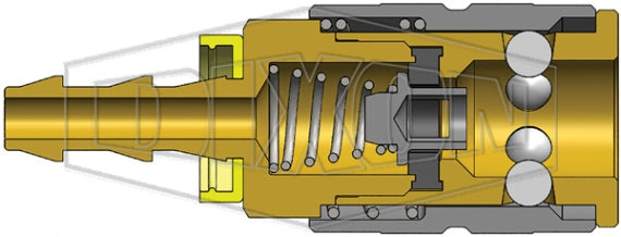 2FB2-B by Dixon Valve | Pneumatic Quick Disconnect Coupling | F-Series | Push-Loc Hose Barb | 1/4" Hose ID x 1/4" Manual Industrial Interchange | Socket | Nitrile Seal | Brass