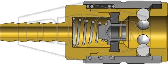 2FS2.5-B by Dixon Valve | Pneumatic Quick Disconnect Coupling | F-Series | Hose Barb | 5/16" Hose Barb x 1/4" Manual Industrial Interchange | Socket | Nitrile Seal | Brass