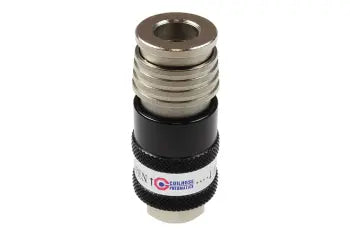 120USE by Coilhose | 2-in-1 Automatic Safety Exhaust Coupler | 1/2" Body | 1/2" Female NPT Thread | Straight | Chrome Plated Steel