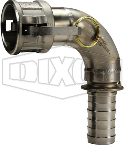 150C-90SS by Dixon Valve | Cam & Groove Coupler | 90° Elbow | Type C | 1-1/2" Coupler x 1-1/2" Hose Shank | 316 Stainless Steel