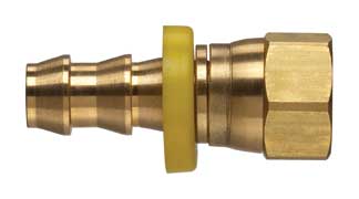 POFFJS-1212 by Kuriyama | Push-On Hose Fitting | 3/4" Hose Barb x 3/4" Female JIC 37° Swivel | Brass