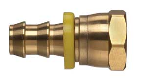 POFFPS-0606 by Kuriyama | Push-On Hose Fitting | 3/8" Hose Barb x 3/8" Female NPTF Swivel | Brass