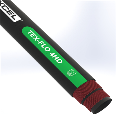FLO-4HD-1.5 by Texcel | TEX-FLO 4HD Series | Heavy-Duty 4-Ply Water Discharge Hose | 1-1/2" Hose ID | 250 PSI | Black