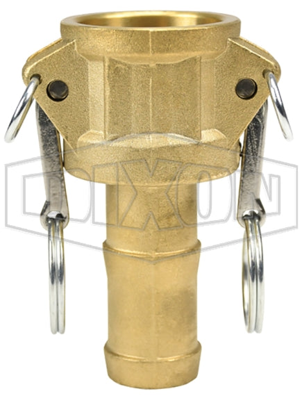 G100-C-BR by Dixon Valve | Global Cam & Groove Coupler | Type C | 1" Coupler x 1" Hose Shank | ASTMC38000 Forged Brass (Stainless Handles)