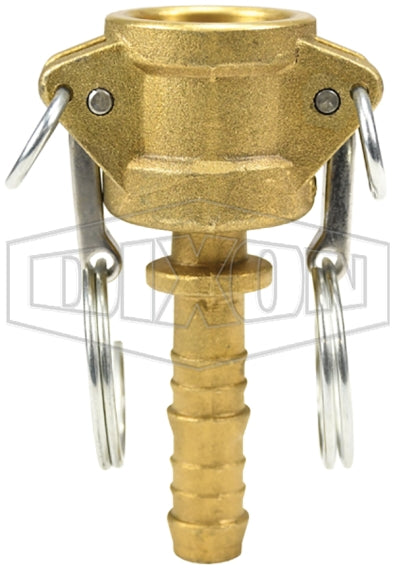 G50-C-BR by Dixon Valve | Global Cam & Groove Coupler | Type C | 1/2" Coupler x 1/2" Hose Shank | ASTMC38000 Forged Brass (Stainless Handles)