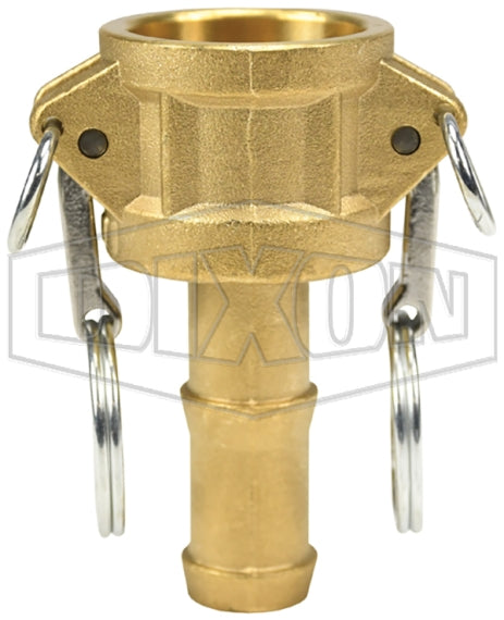 G75-C-BR by Dixon Valve | Global Cam & Groove Coupler | Type C | 3/4" Coupler x 3/4" Hose Shank | ASTMC38000 Forged Brass (Stainless Handles)