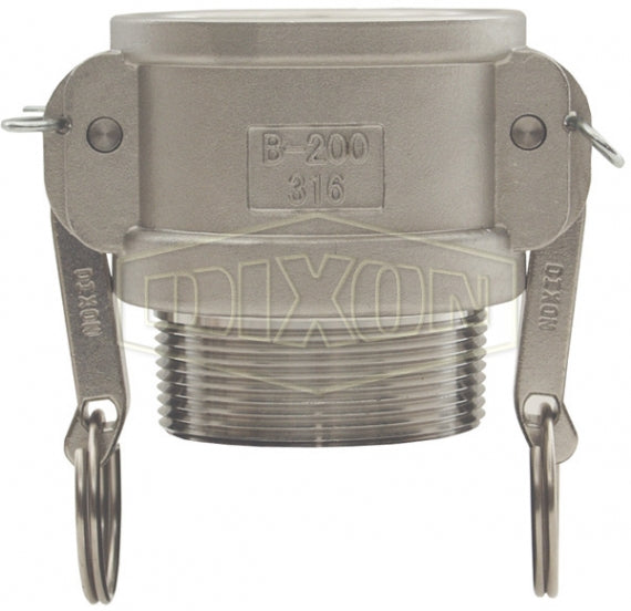 G150-B-SSBSP by Dixon Valve | Global Cam & Groove Coupler | Type B | 1-1/2" Coupler x 1-1/2" Male BSPT | 316 Investment Cast Stainless Steel