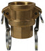 G75-D-BR by Dixon Valve | Global Cam & Groove Coupler | Type D | 3/4" Coupler x 3/4" Female NPT | ASTMC38000 Forged Brass (Stainless Handles)