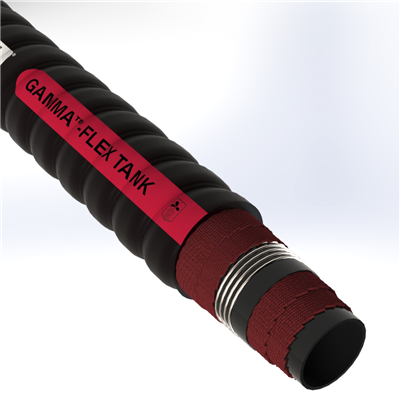 GTA15F1-4.0 by Texcel | GAMMA™-FLEX TANK Series | Corrugated Tank Truck Hose | 4" Hose ID | 150 PSI | 29 in/Hg Vacuum Rated | Black