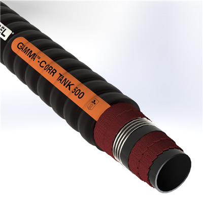 GTA50C1-2.0 by Texcel | GAMMA™-FLEX TANK 500 Series | Heavy-Duty Corrugated Tank Truck Hose | 2" Hose ID | 500 PSI | 29 in/Hg Vacuum Rated | Black