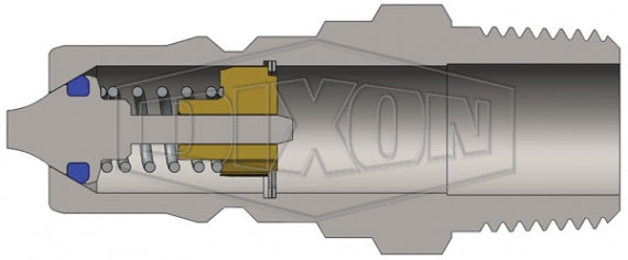 H4M6-S by Dixon Valve | Hydraulic Quick Disconnect Coupling | H-Series | 3/4" Male NPTF x 1/2" ISO-B Interchange | Plug | 303 Stainless Steel