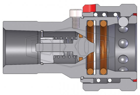 3HF3-SS-BOP by Dixon Valve | Hydraulic Quick Disconnect Coupling | H-BOP-Series | 3/8" Female NPTF x 3/8" Body Size | ISO-B Blowout Preventer Safety Socket | FKM Seal | 316 Stainless Steel