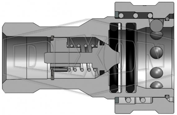 2HF2-S by Dixon Valve | Hydraulic Quick Disconnect Coupling | H-Series | 1/4" Female NPTF x 1/4" ISO-B Interchange | Socket | Nitrile Seal | 303 Stainless Steel