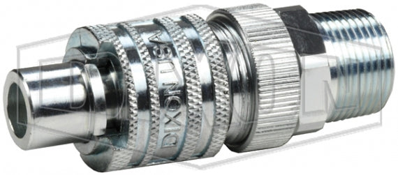 N4M6-ZLS by Dixon Valve | Pneumatic Quick Disconnect Coupling | Dix-Lock® N-Series | 3/4" Male NPTF x 1/2" Body Size | Plug with Steel Locking Sleeve | Steel