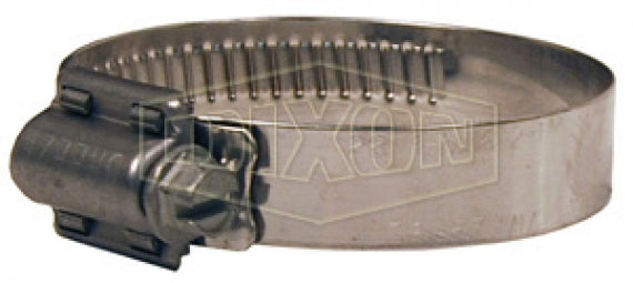 HP4 by Dixon Valve | Style HTM | Hi Torque Worm Gear Clamp | 5/8" Band Width | Hose OD Range: from 4" to 6-1/8" | 300 Half Hard Stainless Steel Band | 410 Stainless Steel Screw