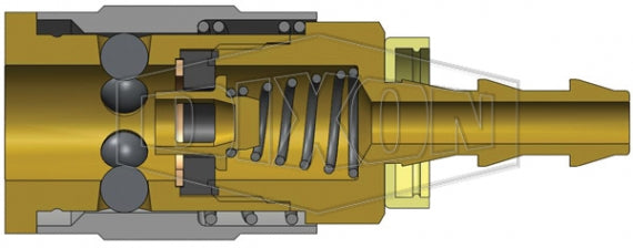 2JB3-B by Dixon Valve | Pneumatic Quick Disconnect Coupling | J-Series | Push-Loc Hose Barb | 3/8" Hose ID x 1/4" Automotive Interchange | Socket | Nitrile Seal | Brass