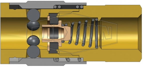 2JF1-B by Dixon Valve | Pneumatic Quick Disconnect Coupling | J-Series | 1/8" Female NPTF x 1/4" Automotive Interchange | Socket | Nitrile Seal | Brass