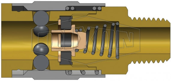 2JM3-B by Dixon Valve | Pneumatic Quick Disconnect Coupling | J-Series | 3/8" Male NPTF x 1/4" Automotive Interchange | Socket | Nitrile Seal | Brass