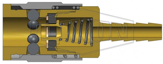 2JS2-B by Dixon Valve | Pneumatic Quick Disconnect Coupling | J-Series | Hose Barb | 1/4" Hose ID x 1/4" Automotive Interchange | Socket | Nitrile Seal | Brass