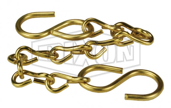 CH-B-12 by Dixon Valve | Cam & Groove | Jack Chain with S-Hook | 12" Length | Brass