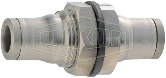 38165600 Legris by Dixon | Stainless Steel Push-In Fitting | Bulkhead Connector | 1/4" Tube OD